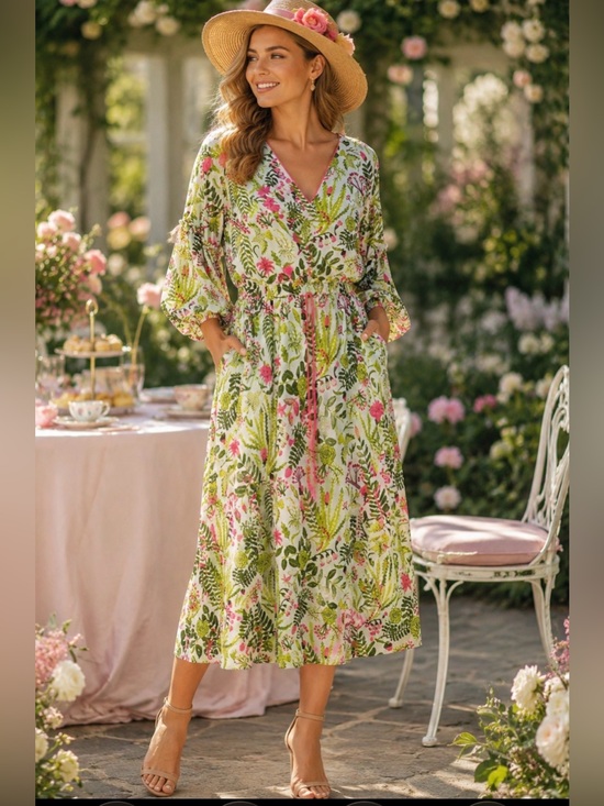 Monoplaza Dresses & Skirts - Monoplaza Floral Garden Party Midi Dress size Large